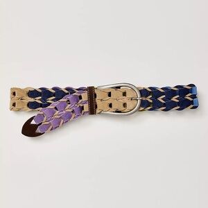 Free People Life in technicolor Colorful Woven Belt with Silver Buckle Small New